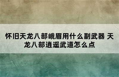 怀旧天龙八部峨眉用什么副武器 天龙八部逍遥武道怎么点